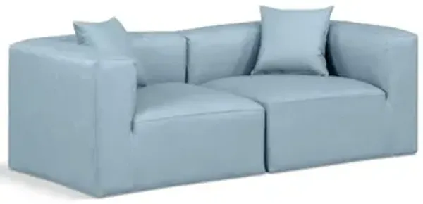 Meridian Furniture Cube Light Blue Vegan Leather Modular Sofa