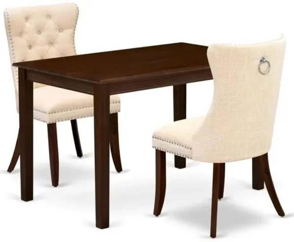 3 Piece Dining Room Furniture Set Contains a Rectangle Solid Wood Table