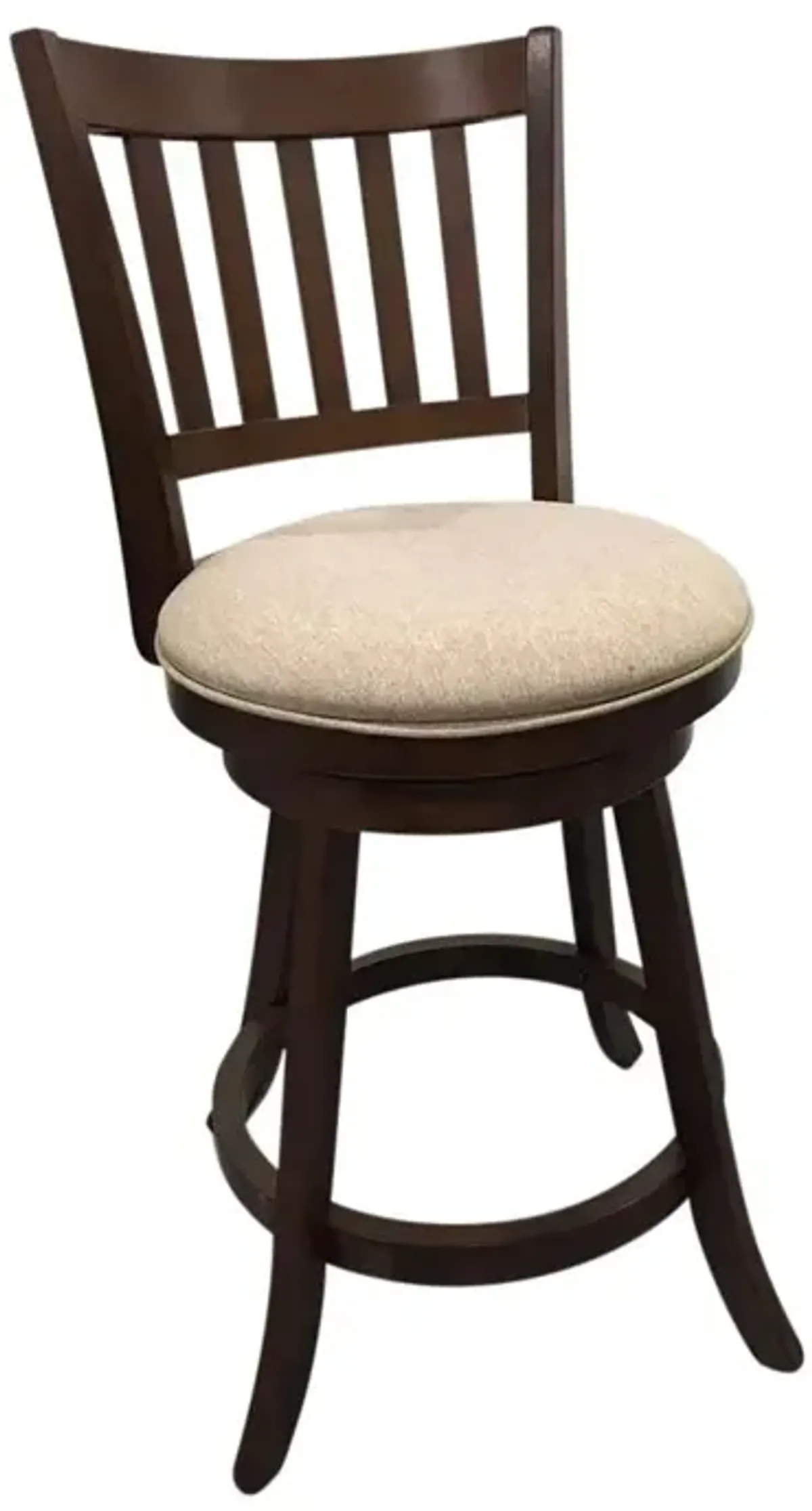 Carolina Living Sara Slat Back Swivel Barstool - Set of 2 - Walnut - Beige Upholstery