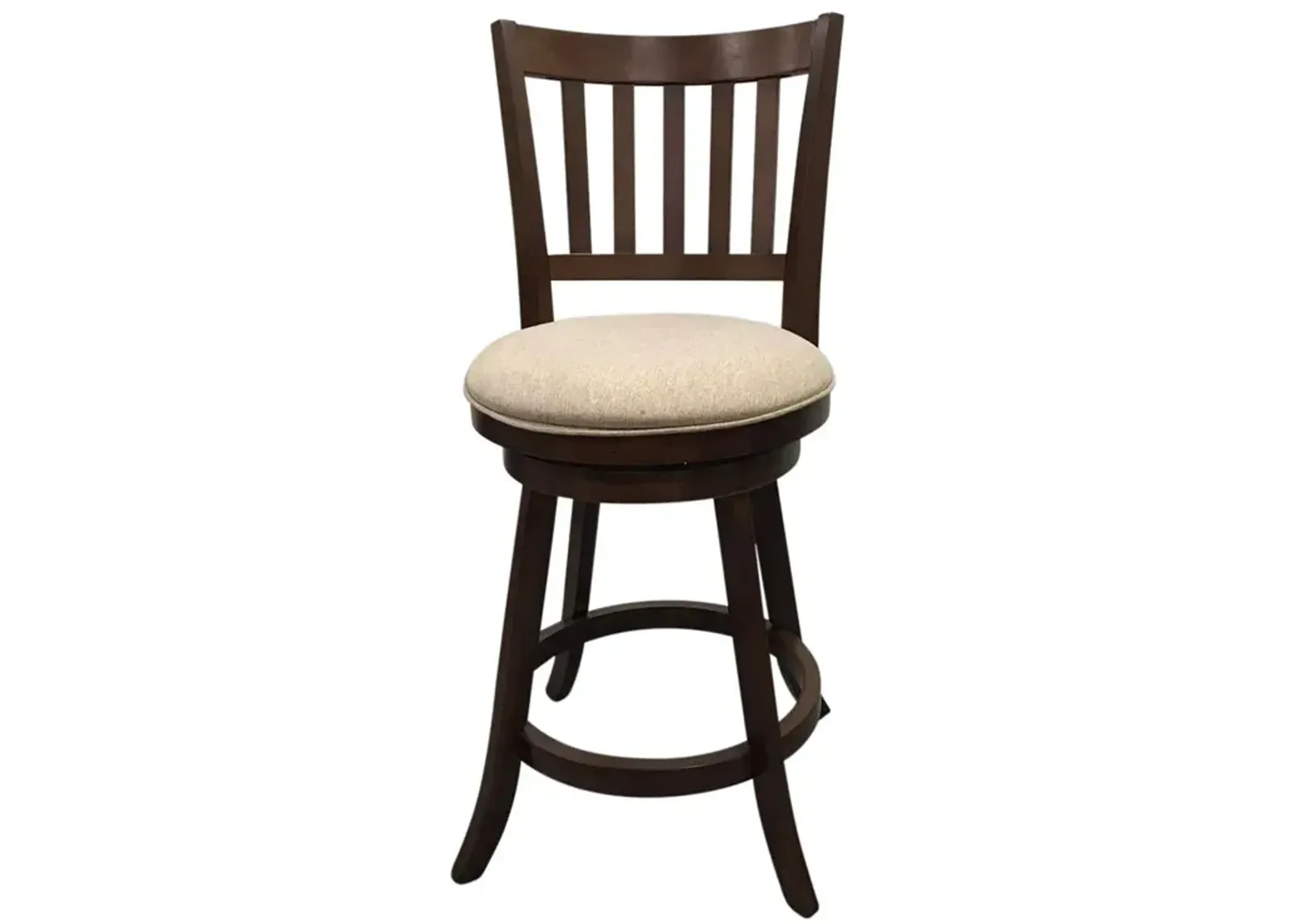 Carolina Living Sara Slat Back Swivel Barstool - Set of 2 - Walnut - Beige Upholstery