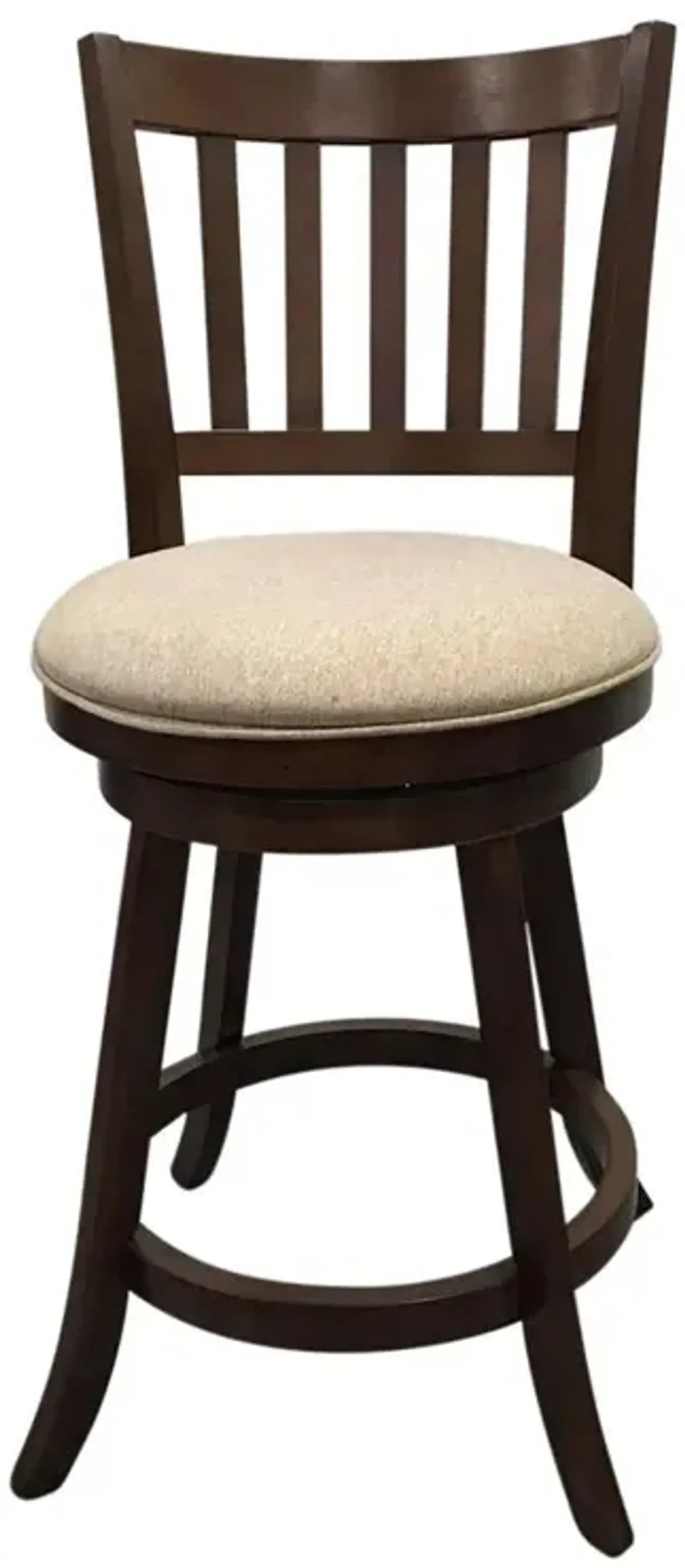 Carolina Living Sara Slat Back Swivel Barstool - Set of 2 - Walnut - Beige Upholstery