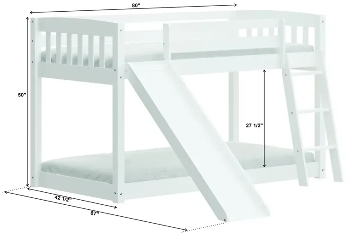 Kids Bunk Bed Twin Over Twin with Slide & Ladder, Heavy Duty Solid Wood Twin Bunk Beds Frame with Safety Guardrails for Toddlers