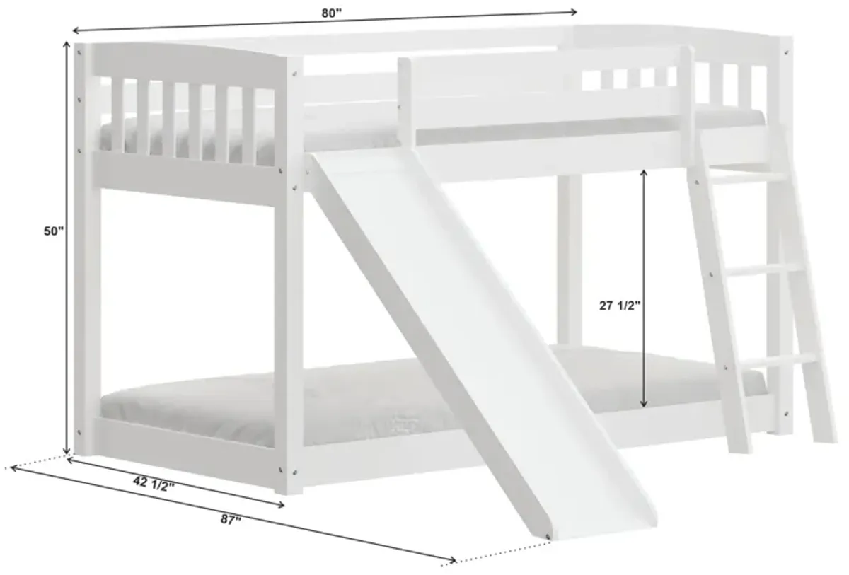 Kids Bunk Bed Twin Over Twin with Slide & Ladder, Heavy Duty Solid Wood Twin Bunk Beds Frame with Safety Guardrails for Toddlers