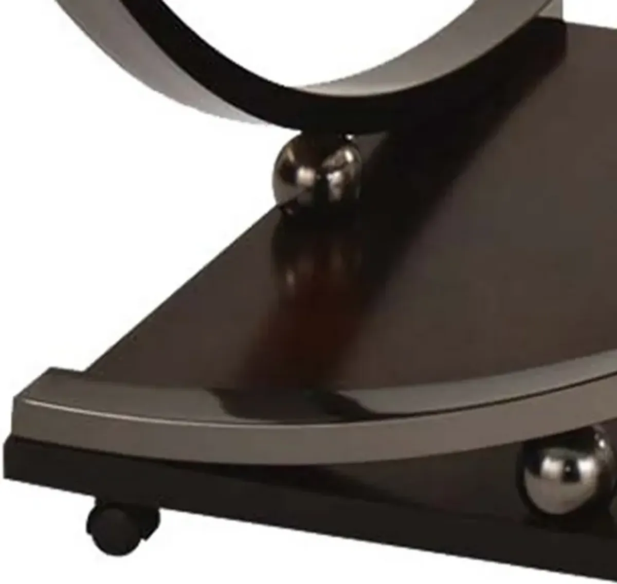 Glass Inserted Wooden Coffee Table with Open Shelve and Castors, Brown and Black-Benzara