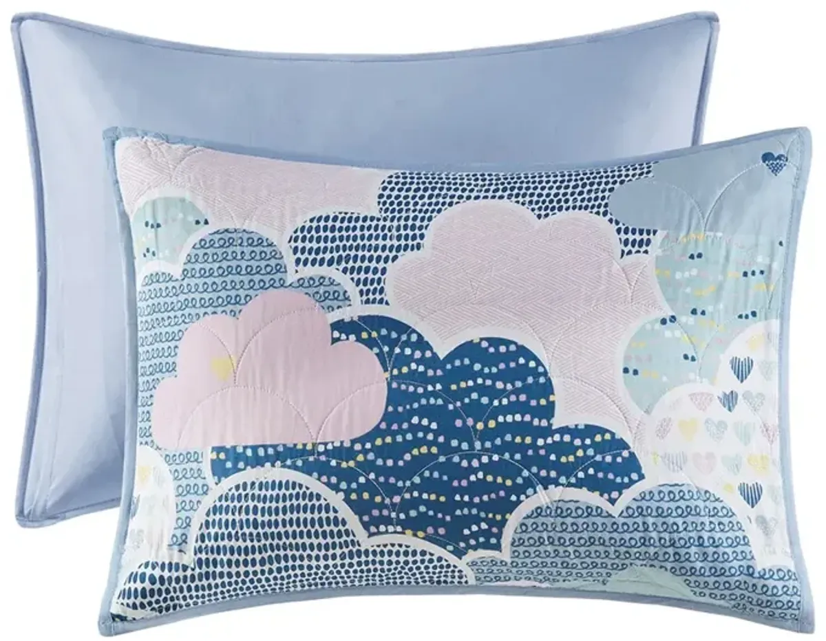 Gracie Mills Eowyn Whimsical Cloud 5-Piece Reversible Cotton Quilt Set with Decorative Pillows