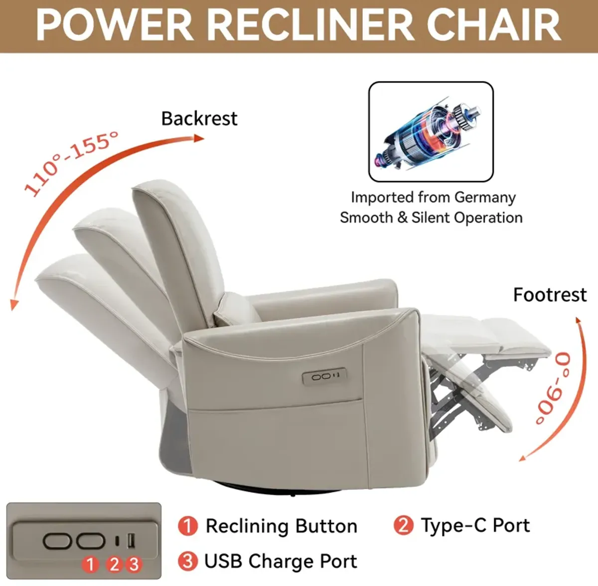 Merax Swivel and Rocker Power Recliner Chair