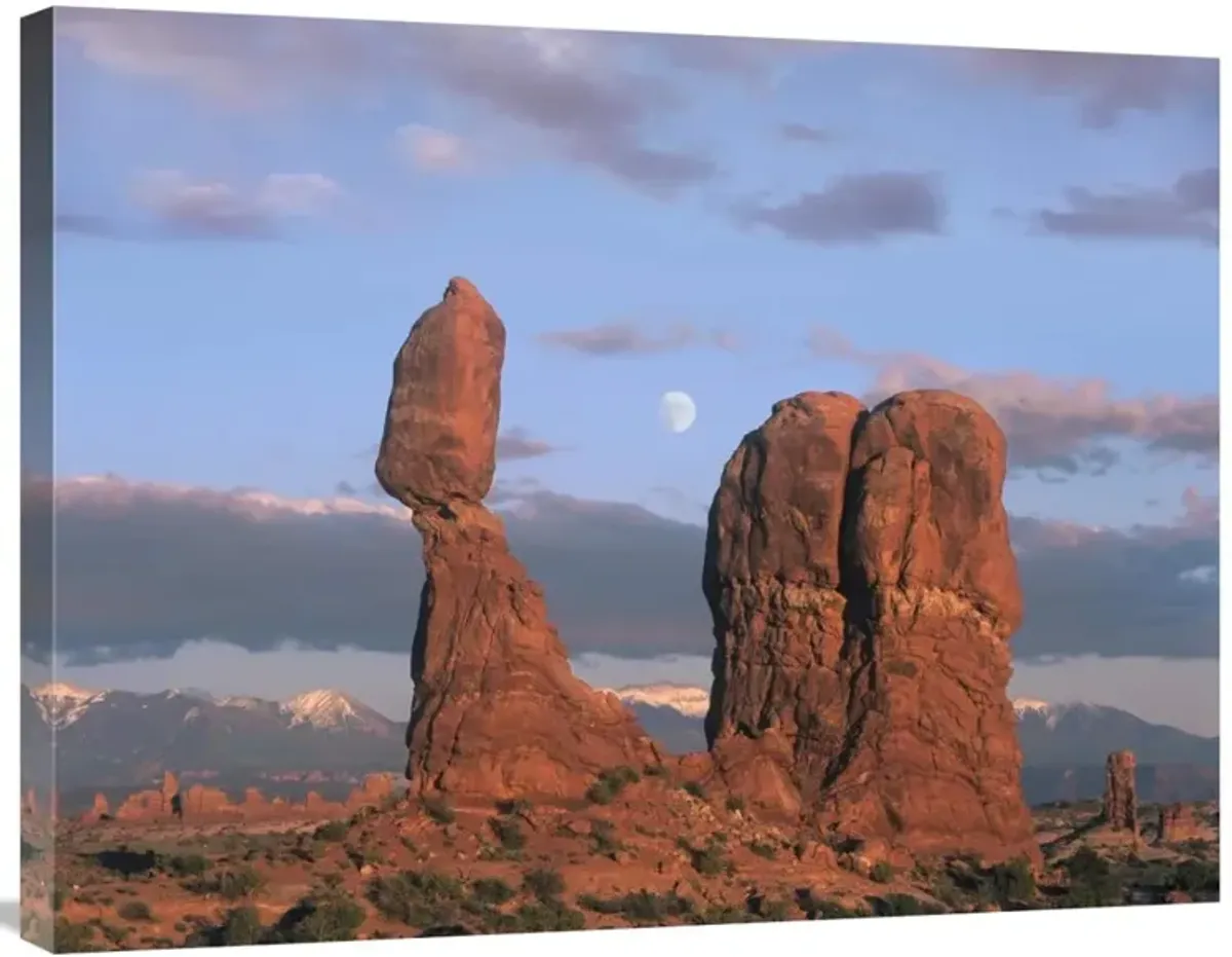Moon over Balanced Rock, Arches National Park, Utah-Canvas Art-32x24