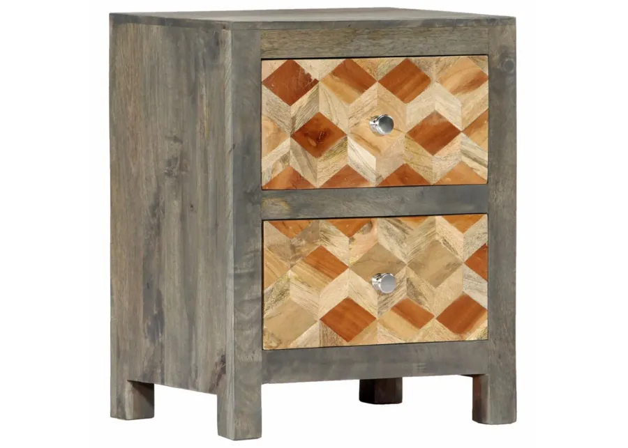 vidaXL Bedside Cabinet Gray 15.8"x11.8"x19.7" Solid Mango Wood