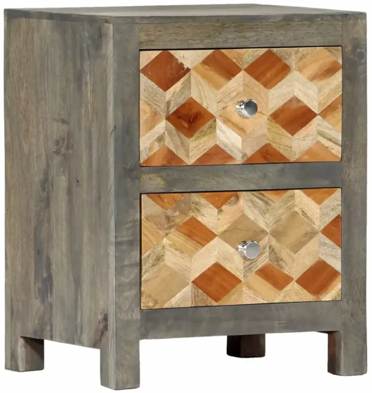 vidaXL Bedside Cabinet Gray 15.8"x11.8"x19.7" Solid Mango Wood