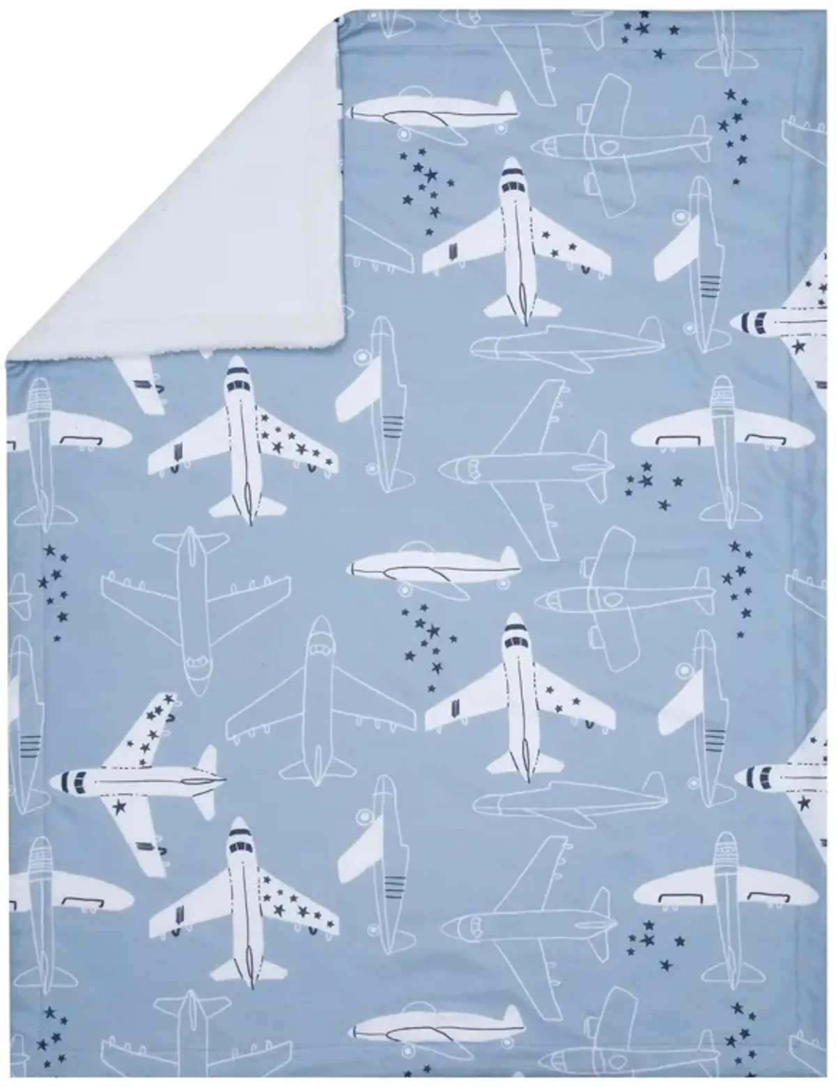 Bedtime Originals Little Aviator Blue/White Airplane Soft Fleece Baby Blanket