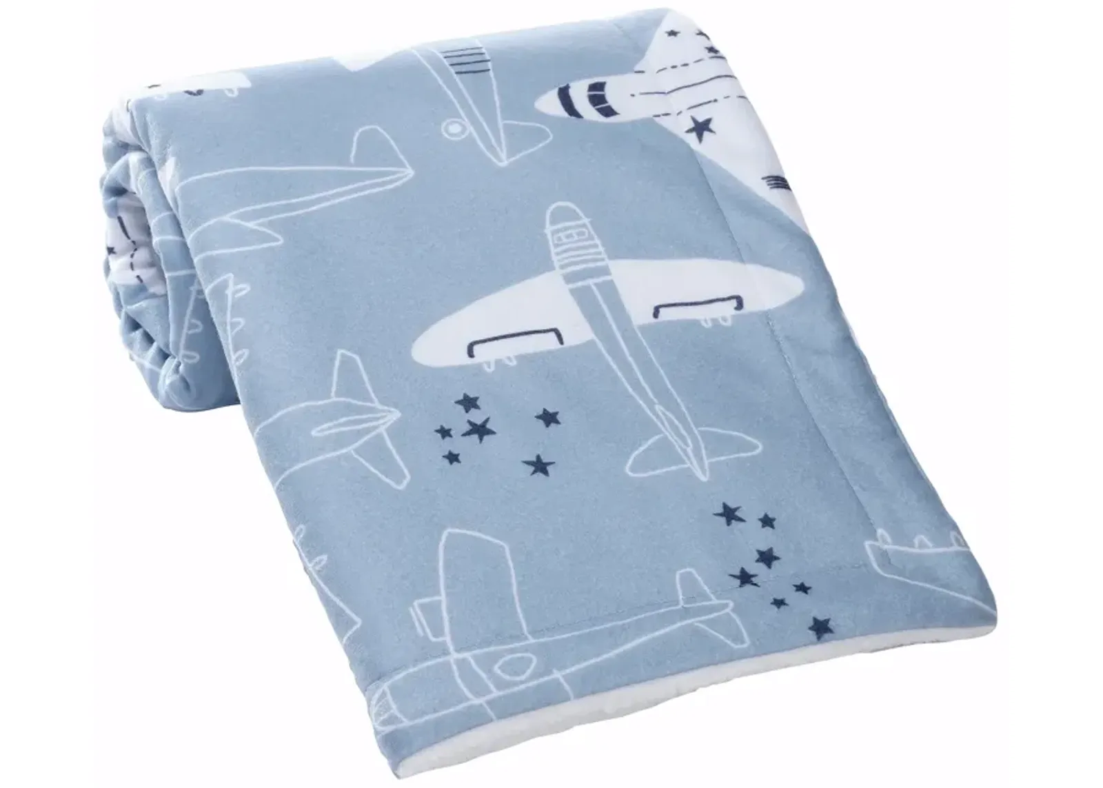 Bedtime Originals Little Aviator Blue/White Airplane Soft Fleece Baby Blanket