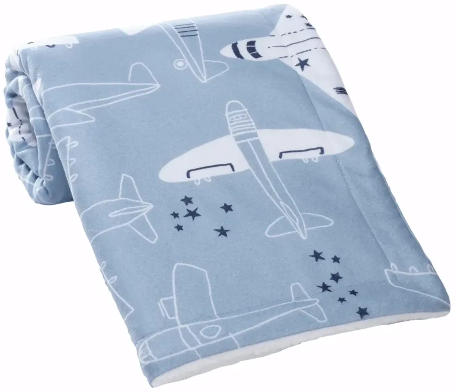 Bedtime Originals Little Aviator Blue/White Airplane Soft Fleece Baby Blanket