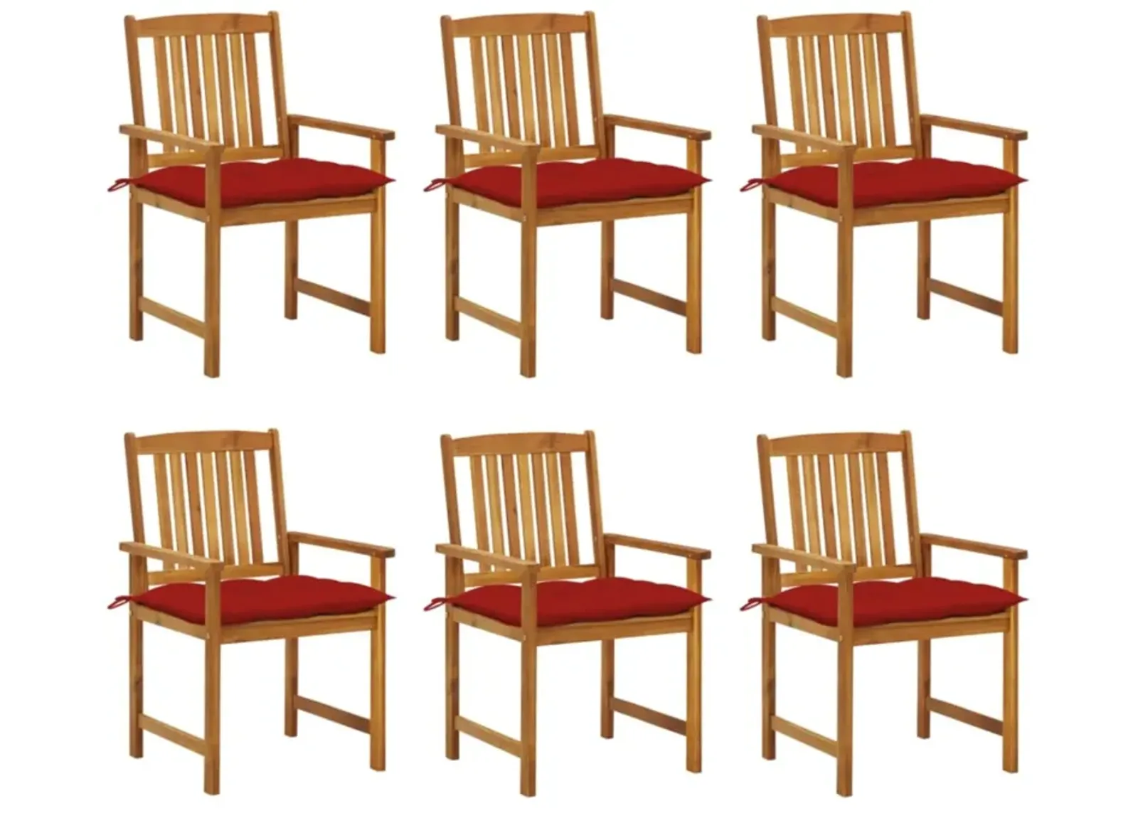 vidaXL Patio Chairs with Cushions 6 pcs Solid Acacia Wood