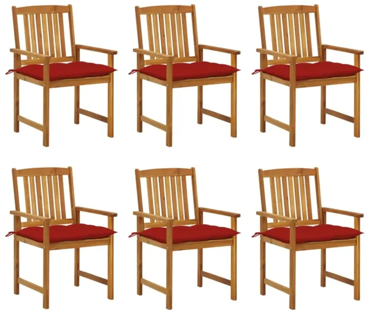 vidaXL Patio Chairs with Cushions 6 pcs Solid Acacia Wood