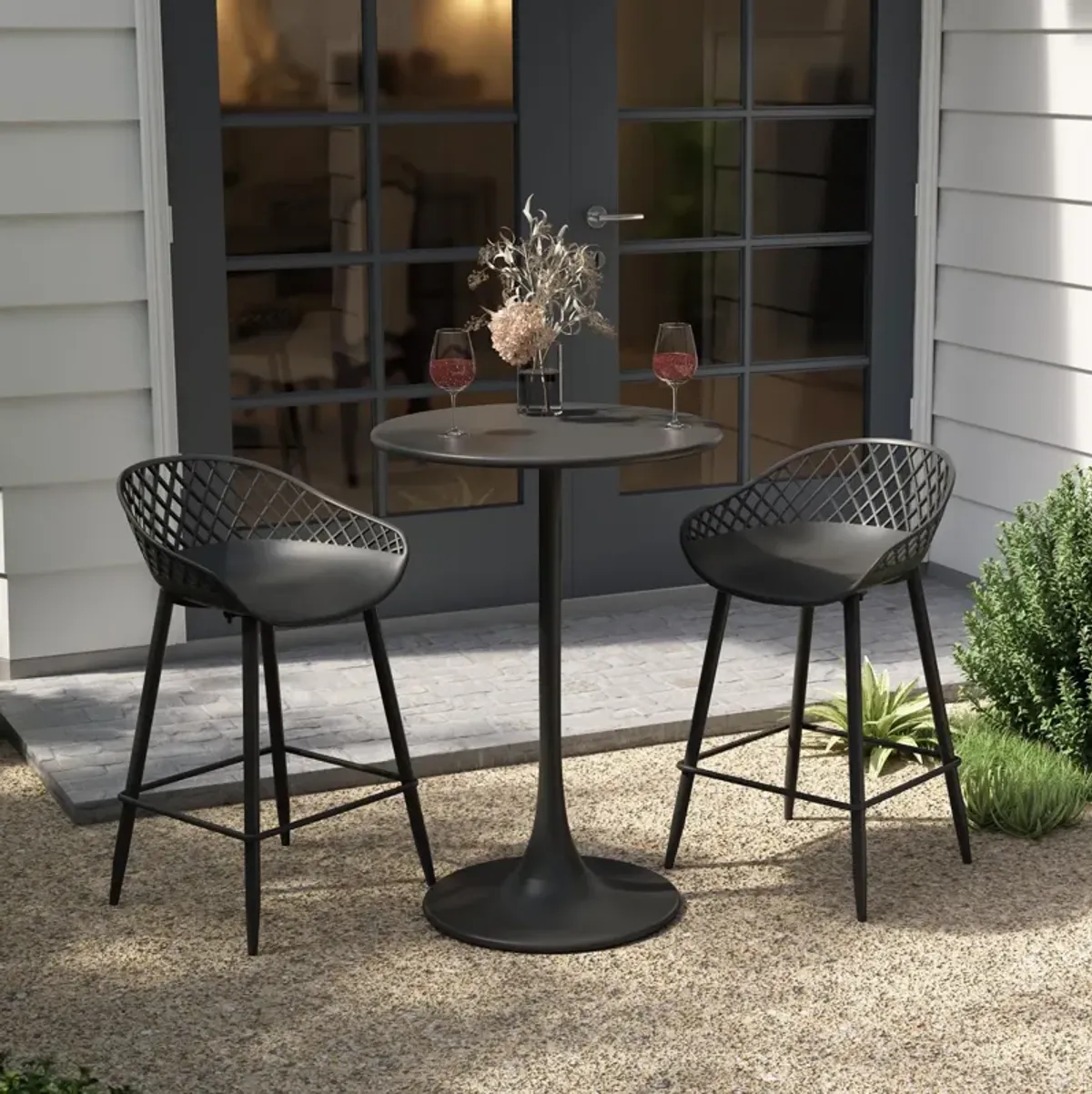 KURV™ OUTDOOR & INDOOR ROUND 24" STEEL COUNTER HEIGHT TABLE