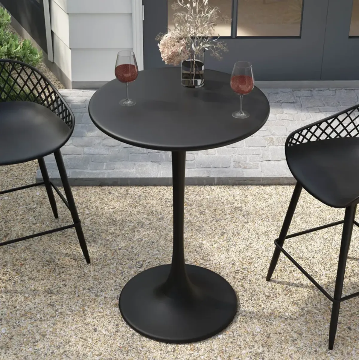 KURV™ OUTDOOR & INDOOR ROUND 24" STEEL COUNTER HEIGHT TABLE