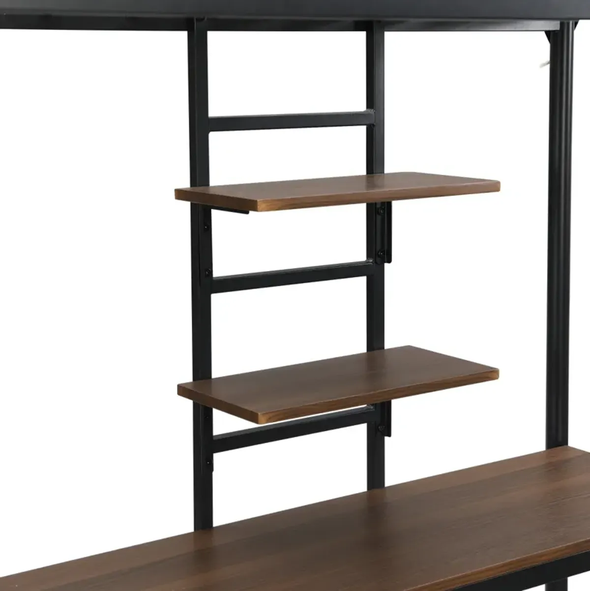 Metal Twin Loft Bed With Desk And Storage Shelves