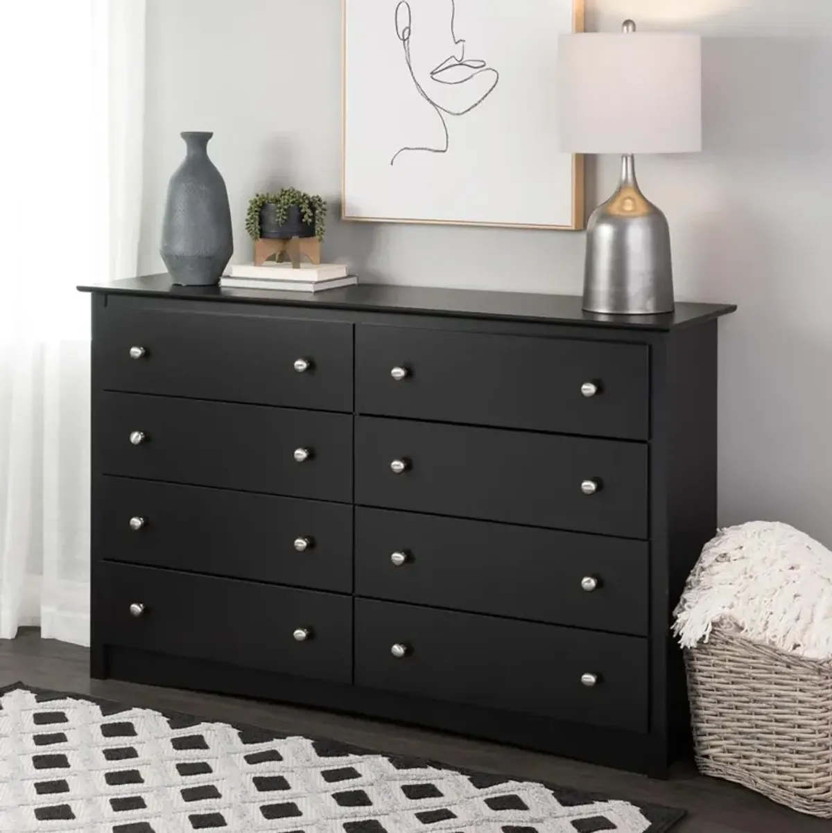 Prepac Sonoma 8-Drawer Dresser, Black