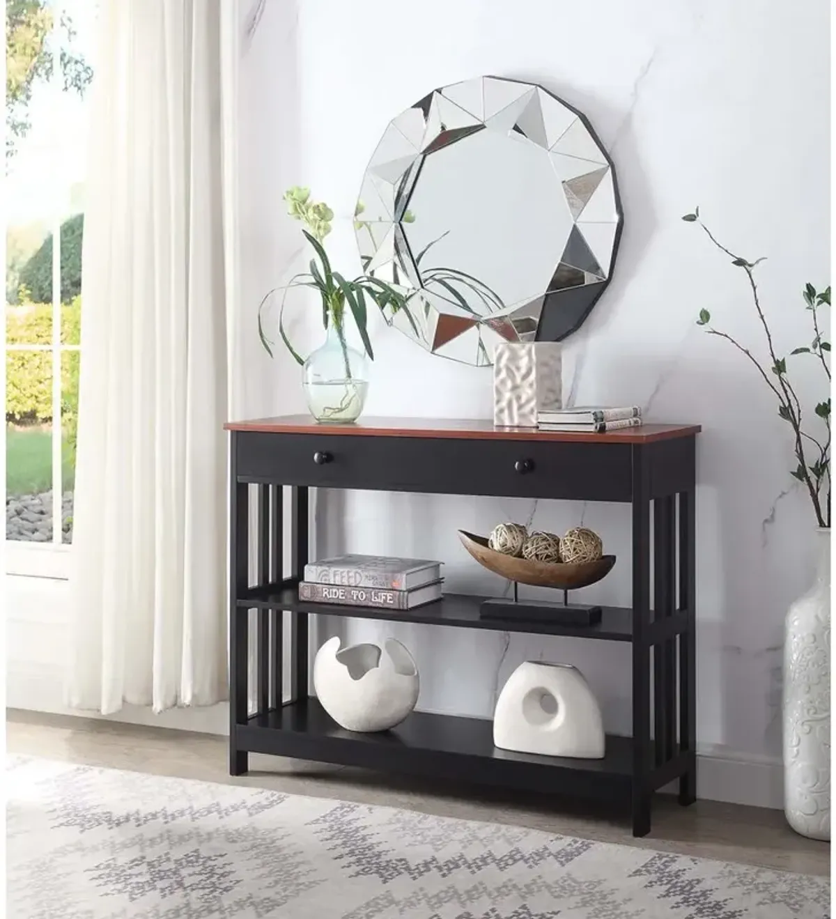 Convience Concept, Inc. Mission 1 Drawer Console Table with Shelves