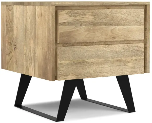 Lowry SOLID MANGO WOOD and Metal 22 inch Wide Rectangle Modern Industrial Side Table in Natural