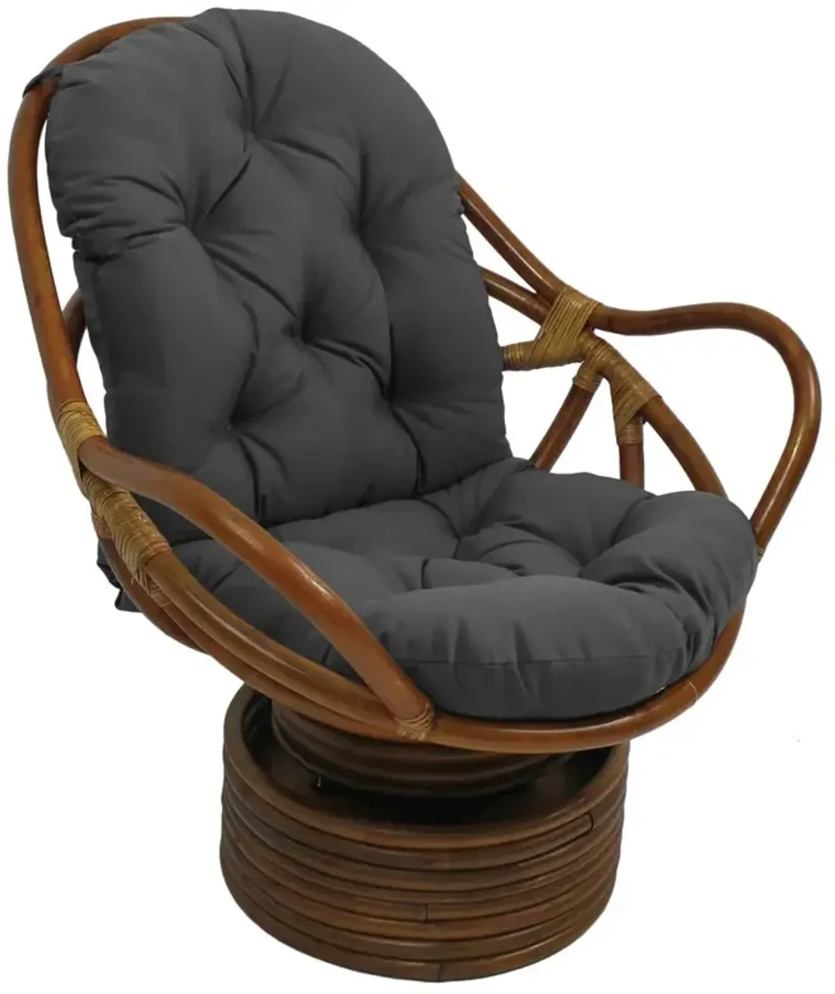 Rattan Swivel Rocker with Outdoor Fabric Cushion, Cool Grey