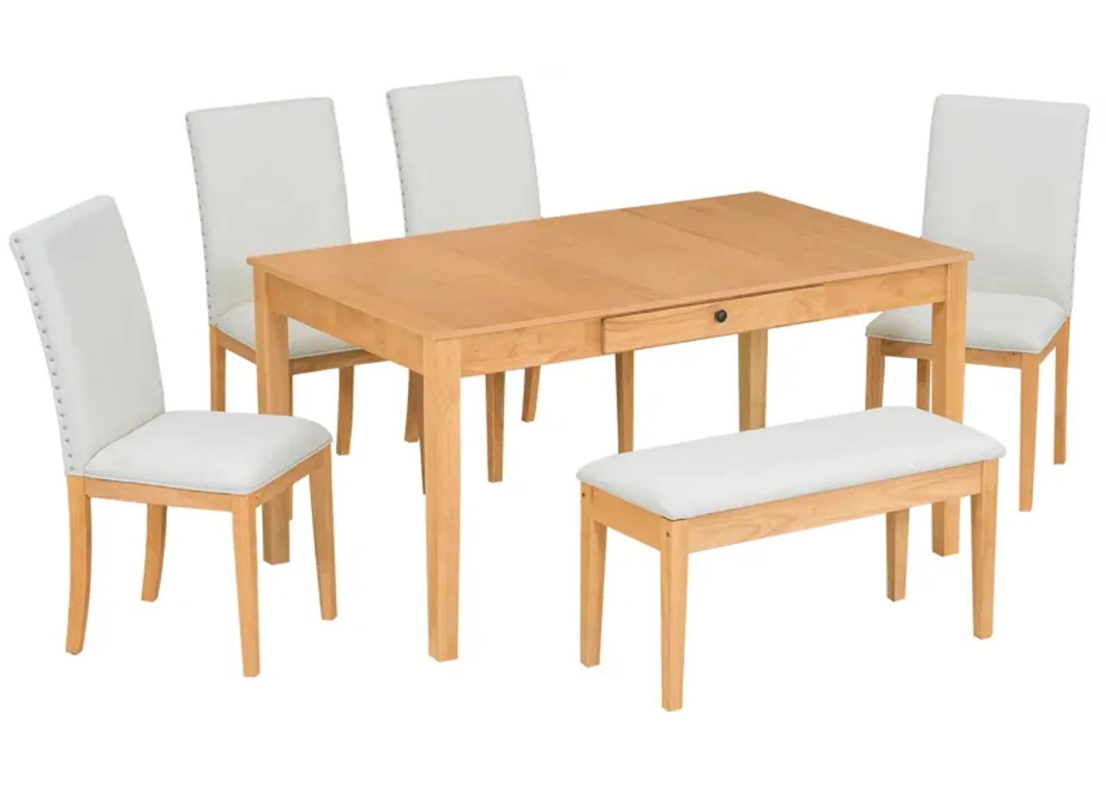 Merax Farmhouse 6-Piece Dining Table Set with Storage Bins