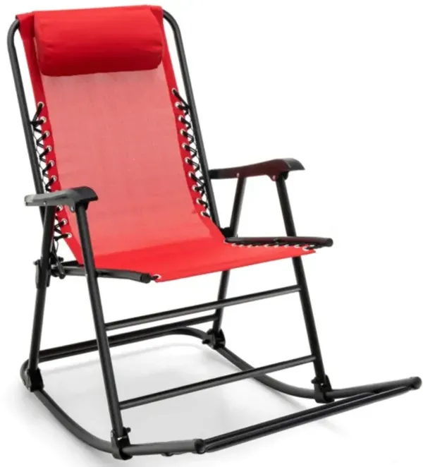 Outdoor Patio Camping Lightweight Folding Rocking Chair with Footrest