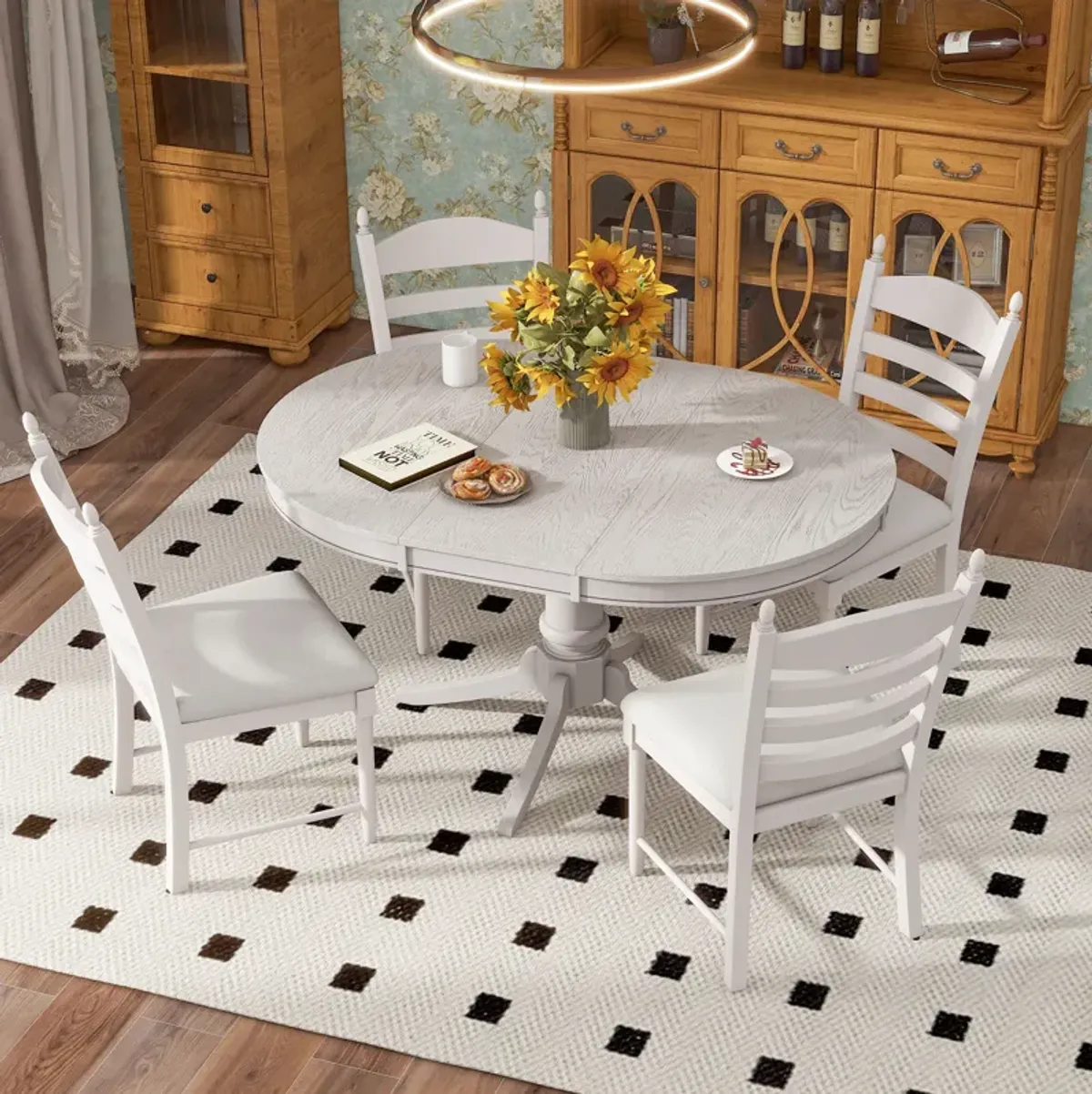 Merax 5-Piece Retro Functional Dining Table Set