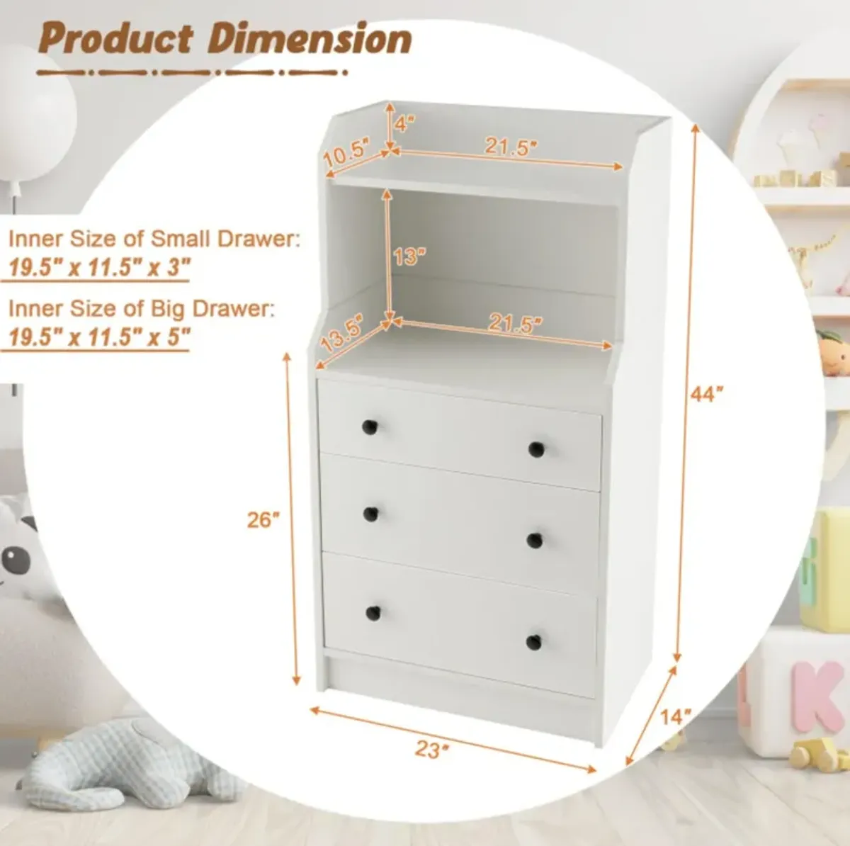 Hivvago Modern Storage Dresser with Anti-toppling Device