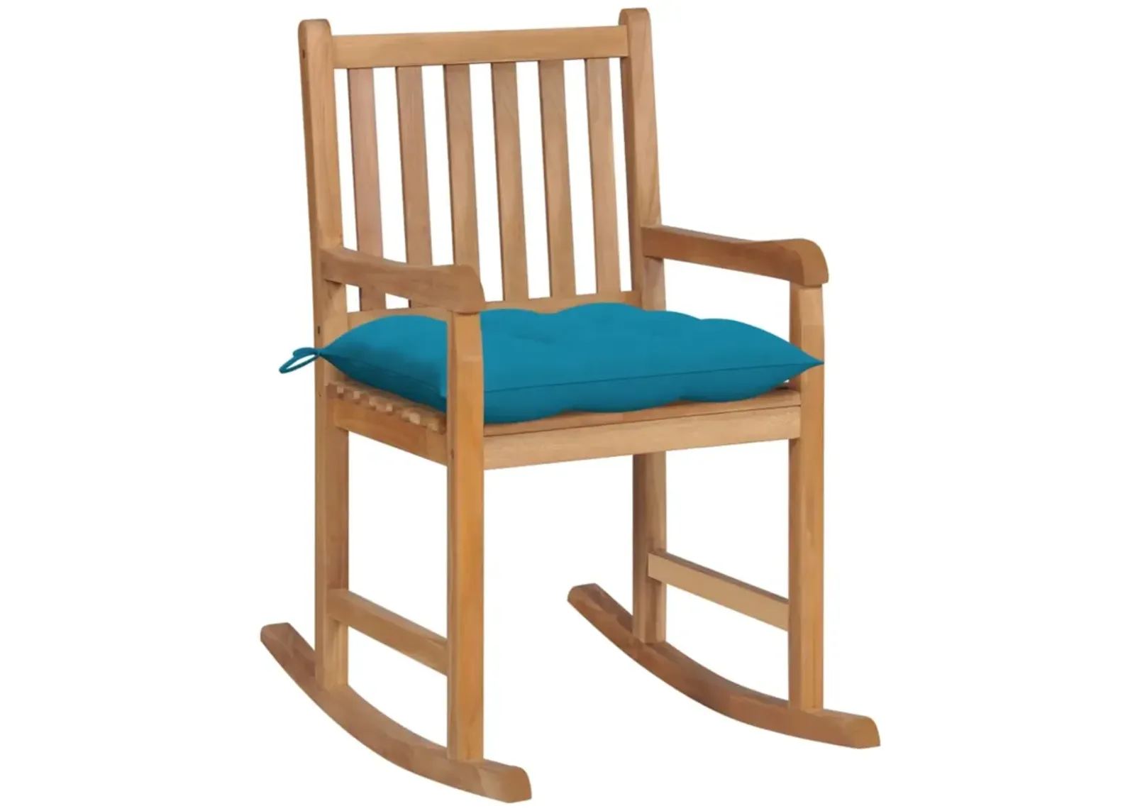 vidaXL Rocking Chair with Light Blue Cushion Solid Teak Wood