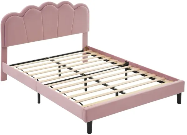 Merax Velvet Platform Bed with LED Light