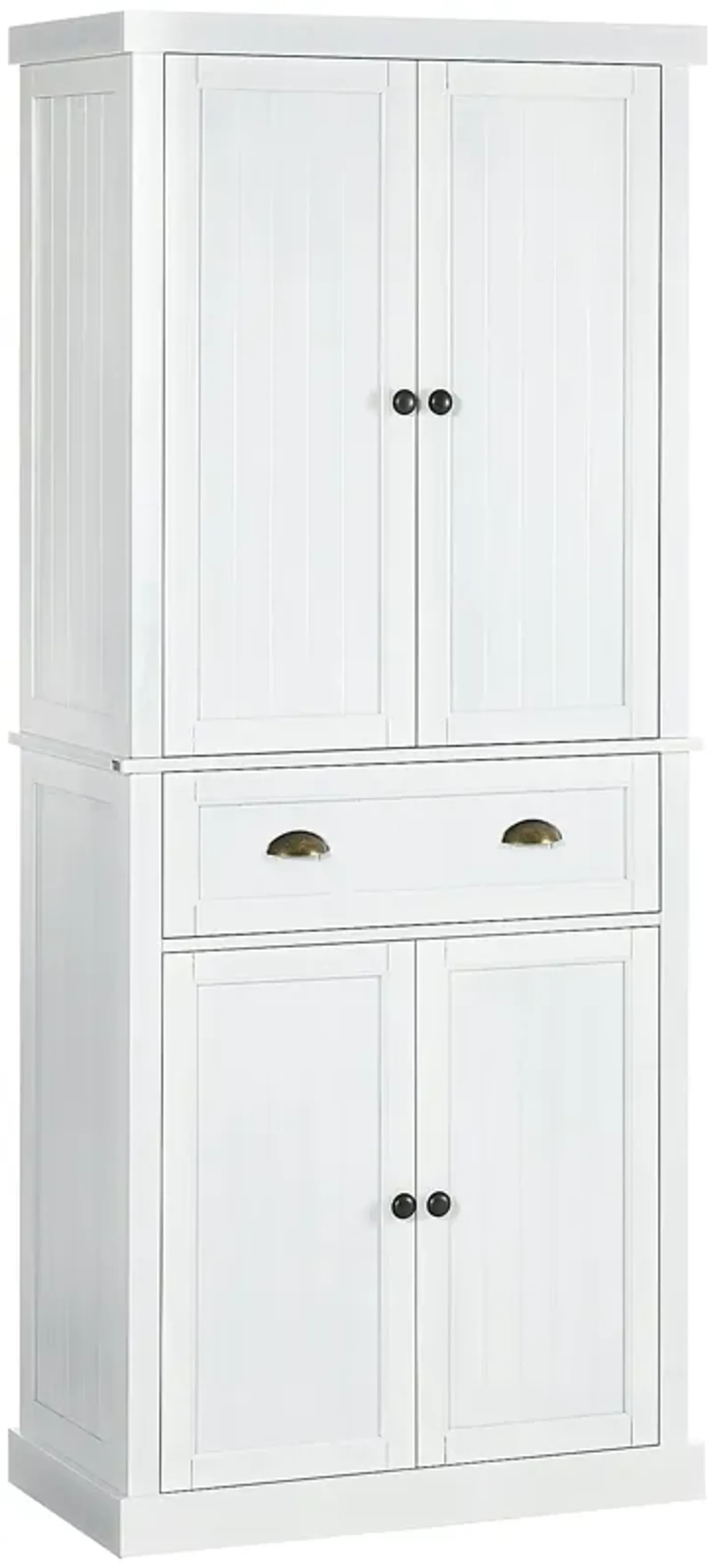 White Kitchen Pantry: 72" Freestanding Cabinet with Adjustable Shelves