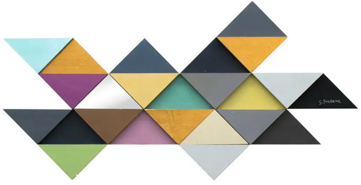 Black and Orange Tremulous Triangle Unframed Wall Decor 28" x 56.5"