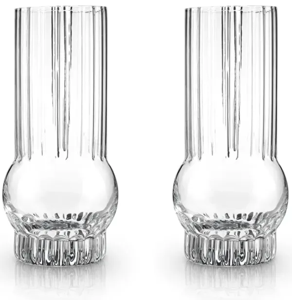 Art Deco Crystal Highball Glasses Set of 2