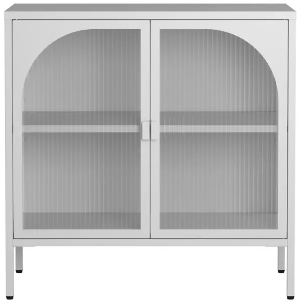 Metal Sideboard Cabinet,Accent Storage Cabinet with 2 Glass doors,Modern Coffee Bar Cabinet with Adjustable Shelves 154 lbs Capacity for Kitchen, Living Room and Hallway