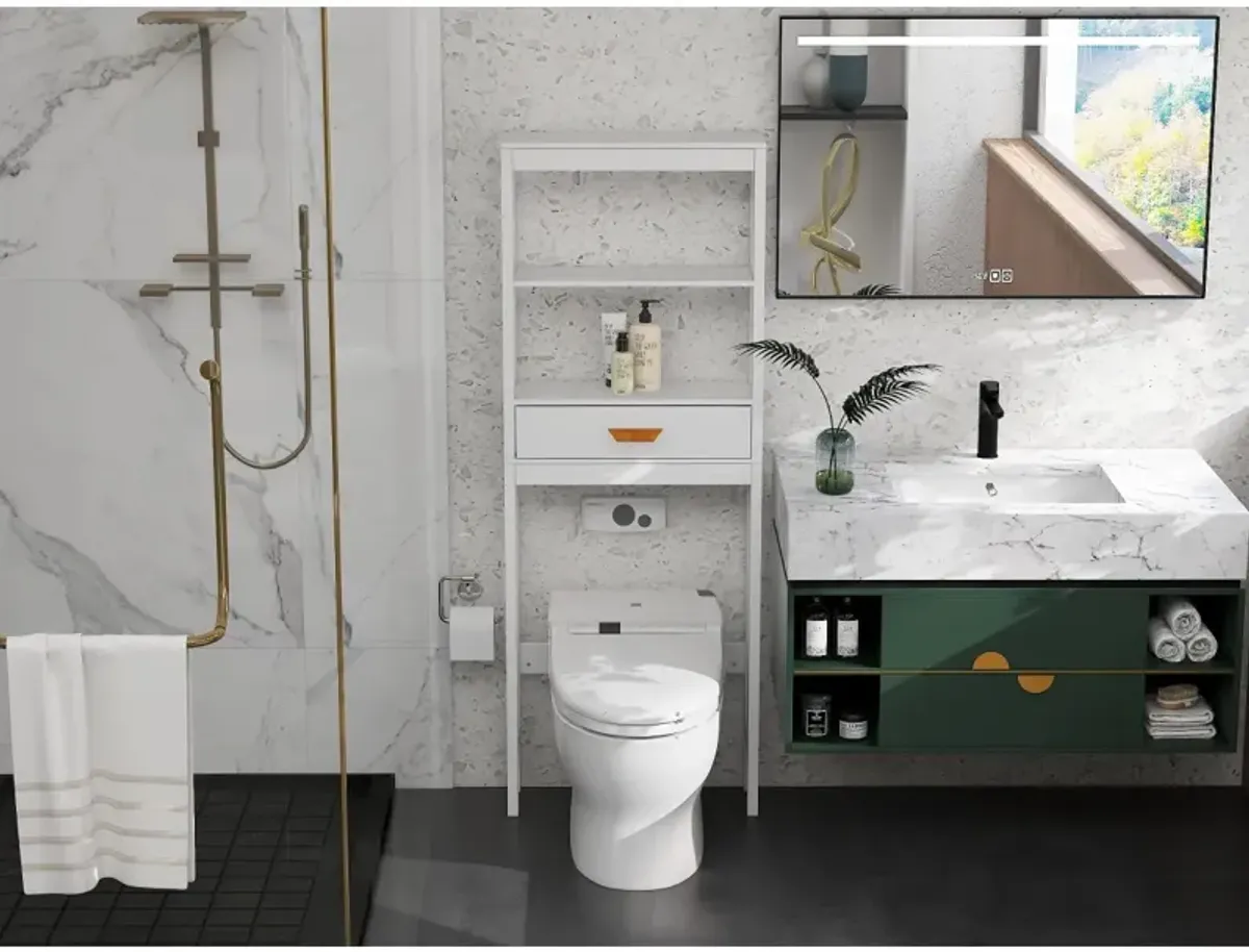 Over-The-Toilet Storage Cabinet With One Drawer And 2 Shelves Space Saver Bathroom Rack