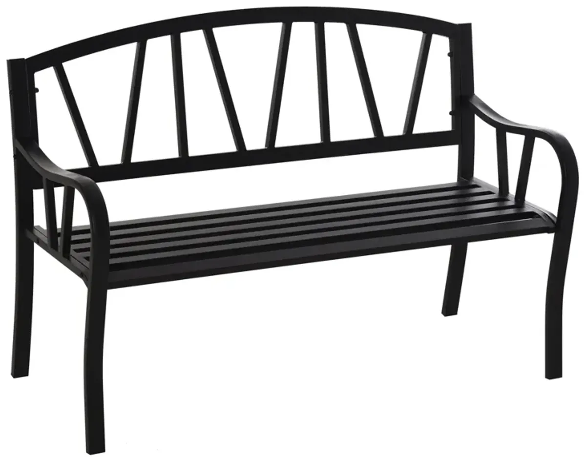 Metal Garden Seat: 2-Seater Decorative Outdoor Bench with Backrest