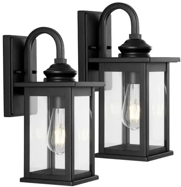 Cary 1-Light Iron/Glass Traditional Modern Lantern LED Outdoor Sconce
