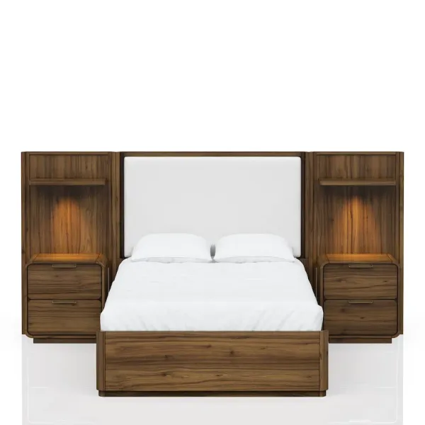 Summerfield King Upholstered Wall Bed in Walnut Finish