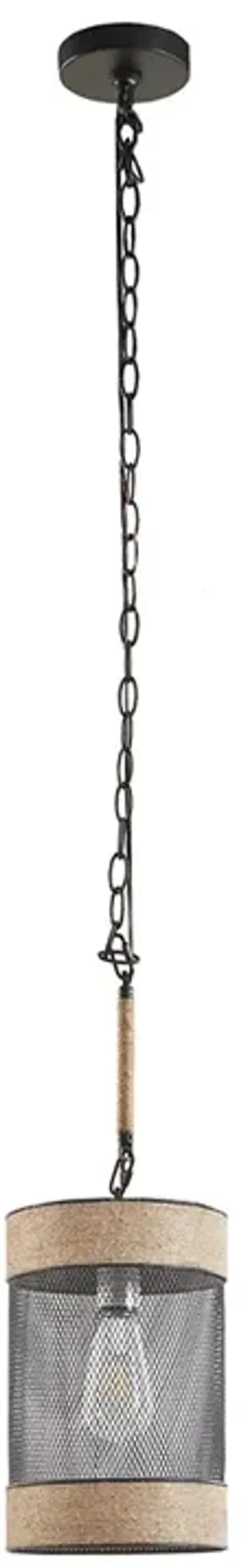 Streamdale Orion Natural Rope And Metal Mesh Cylinder Pendant