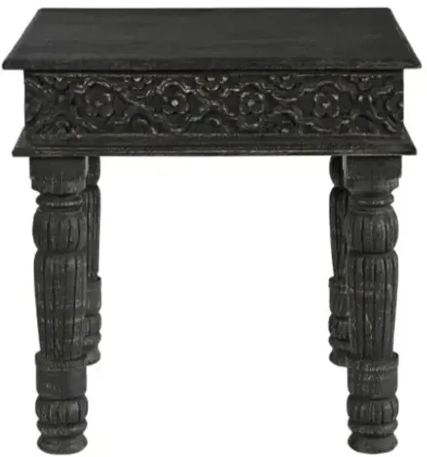 Distressed Solid Wood Square End Table, Rustic Accent for Living Room or Bedroom