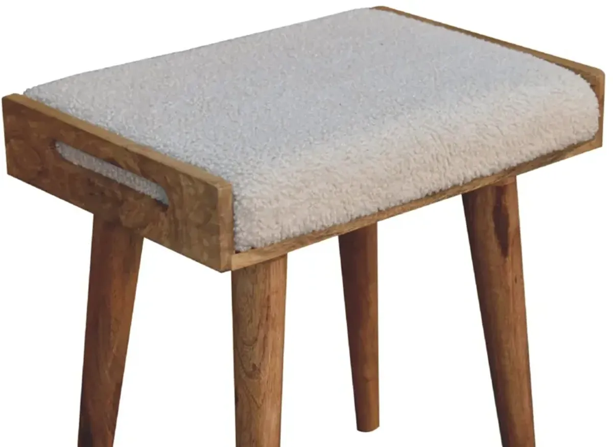 Boucle Cream  Solid Wood Tray Style Footstool