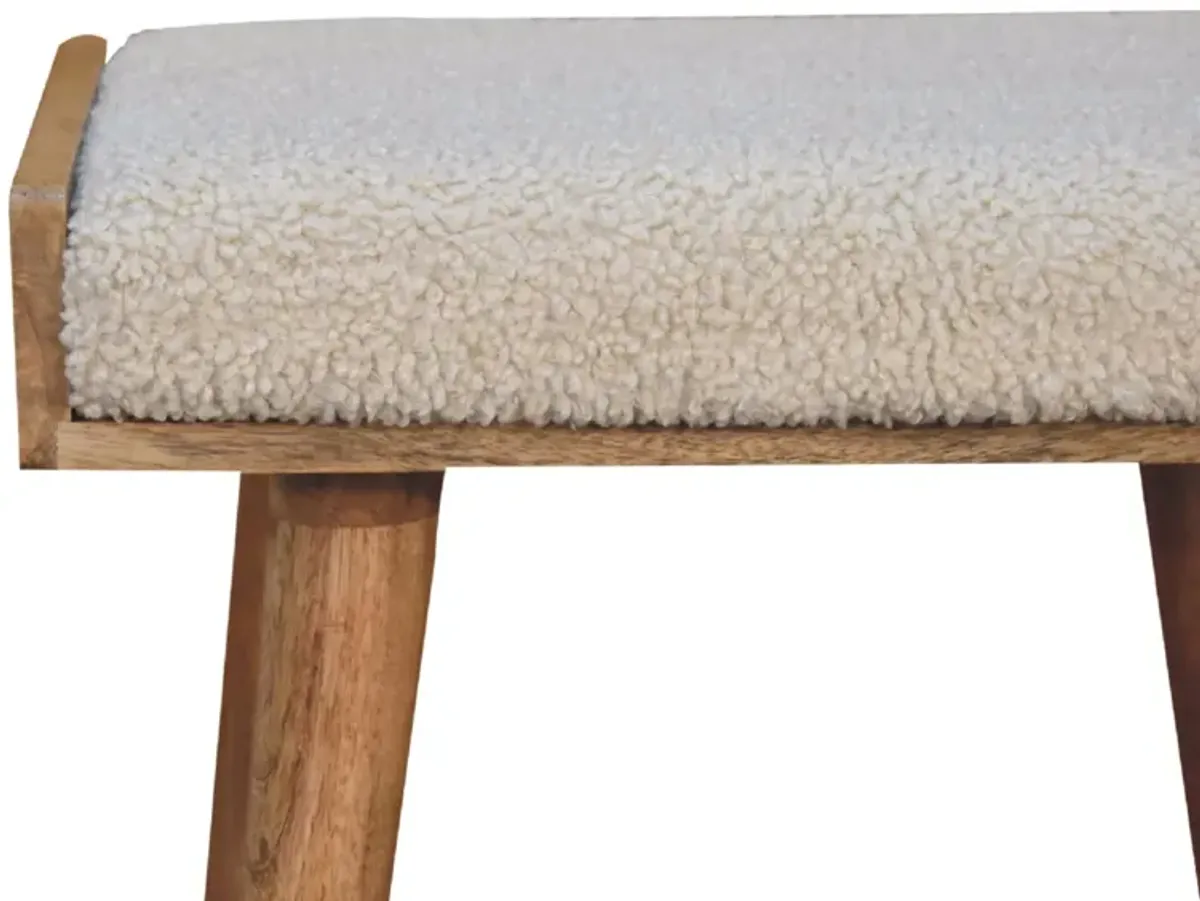 Boucle Cream  Solid Wood Tray Style Footstool