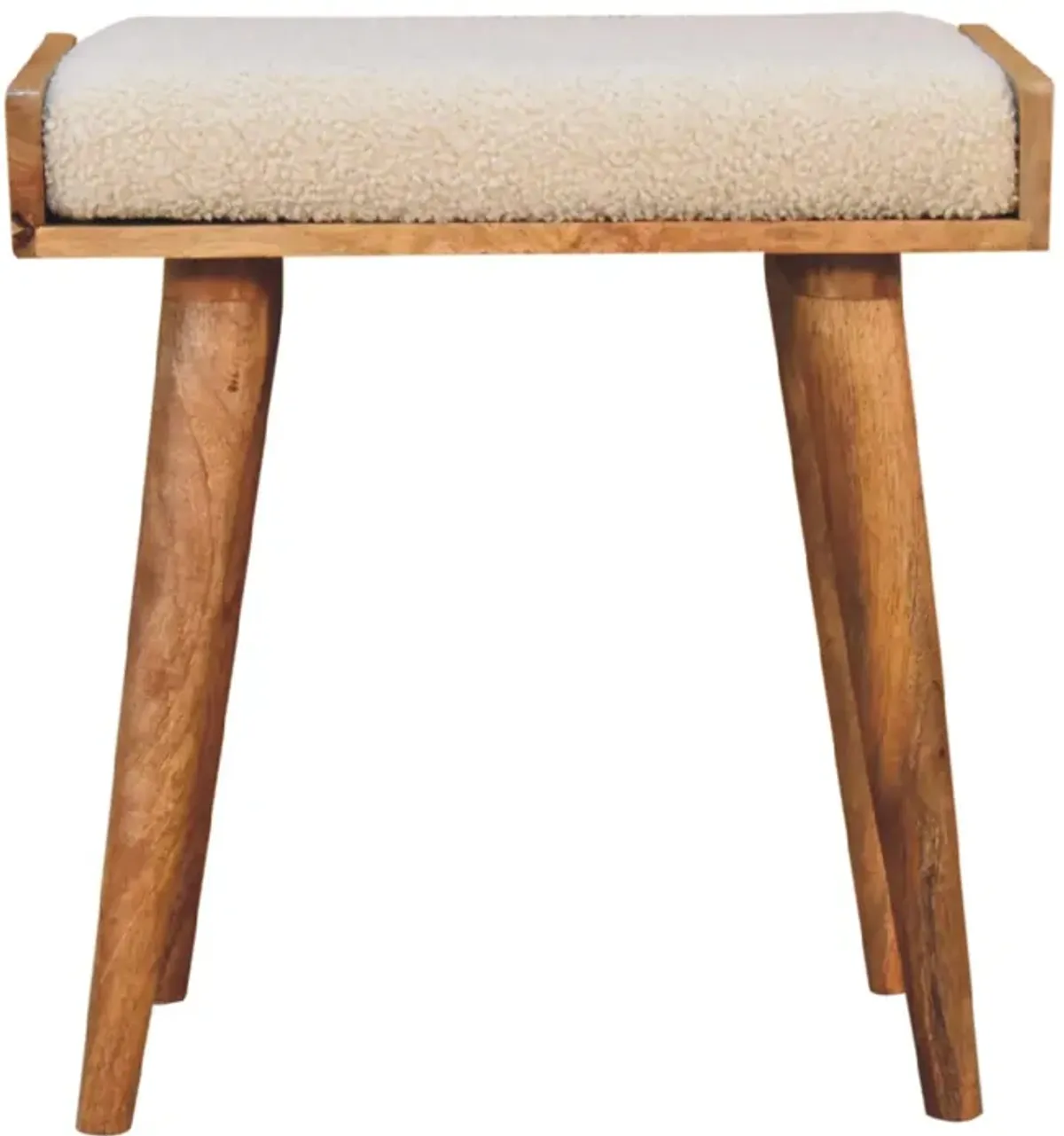 Boucle Cream  Solid Wood Tray Style Footstool