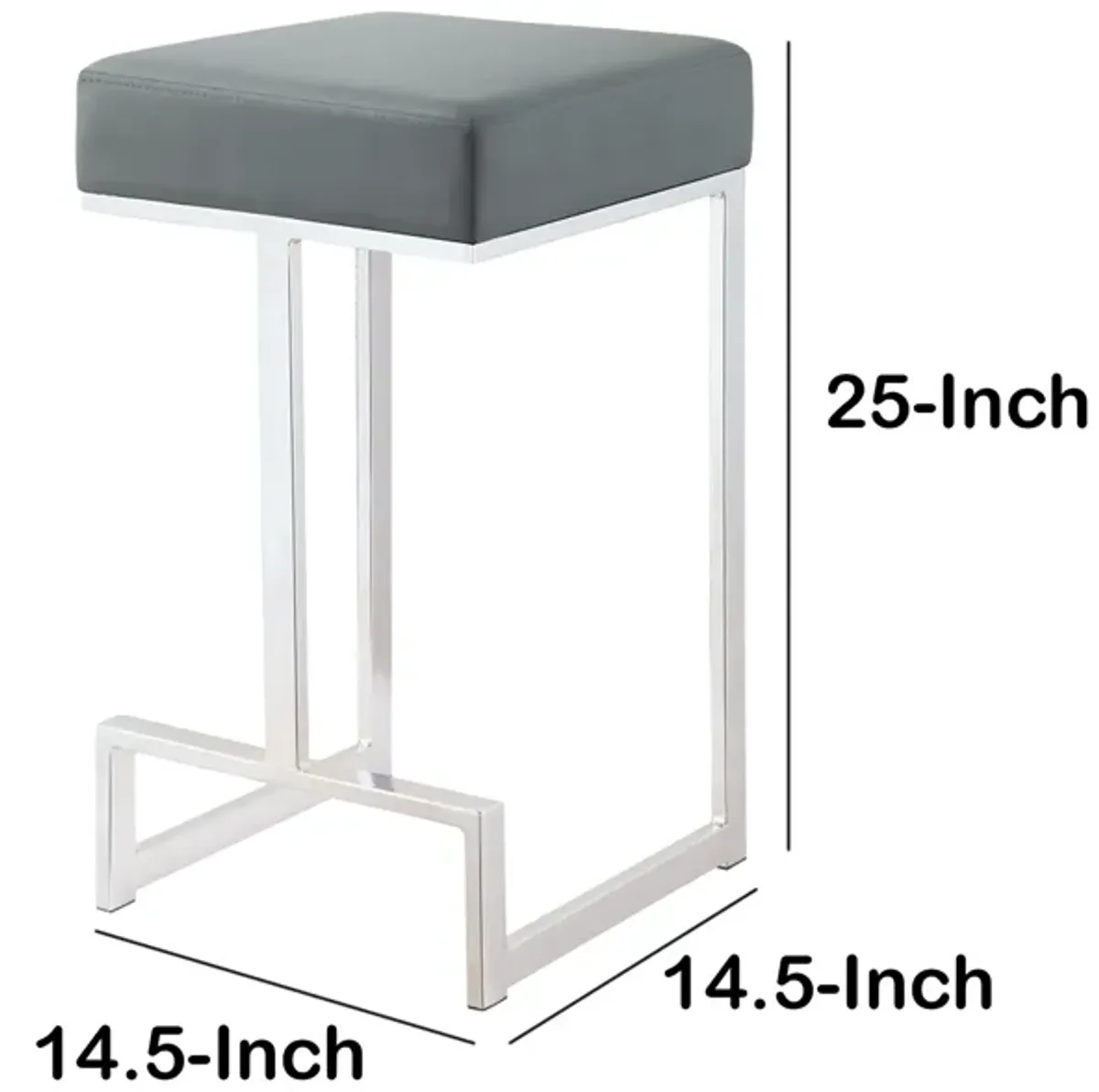 Metal Counter Height Stool, Grey-Benzara