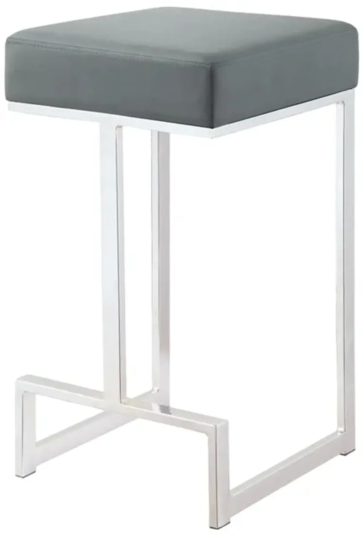 Metal Counter Height Stool, Grey-Benzara