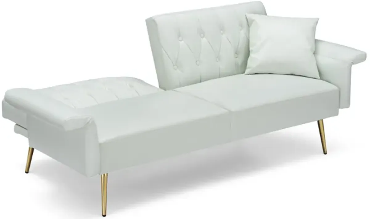 Merax Faux Leather Sleeper Sofa with Adjustment Armrests