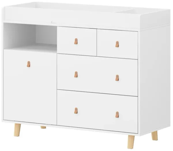 FUFU&GAGA White 4-Drawer Kids Dresser with Changing Table ,Nursery Storage Solution（45" W x 18" D x 37" H ), White