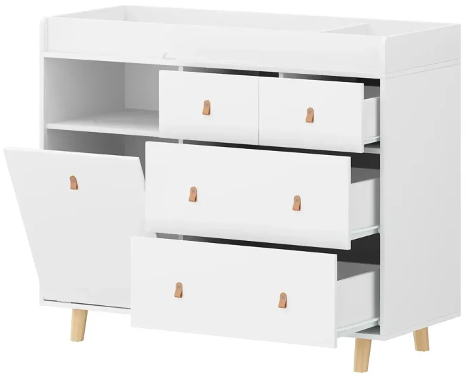 White 4-Drawer Kid Dresser Baby Changing Table Nursery Dresser 37 in. H x 45 in. W