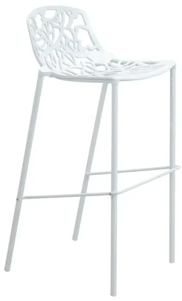 LeisureMod Aluminum Bar Stool with Powder Coated Frame and Footrest